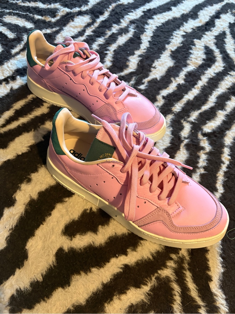 Pink leather Adidas sneakers 9.5